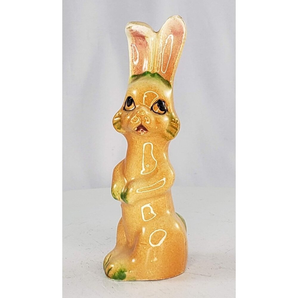 Vintage Japan Orange Green Bunny Rabbit Figurine